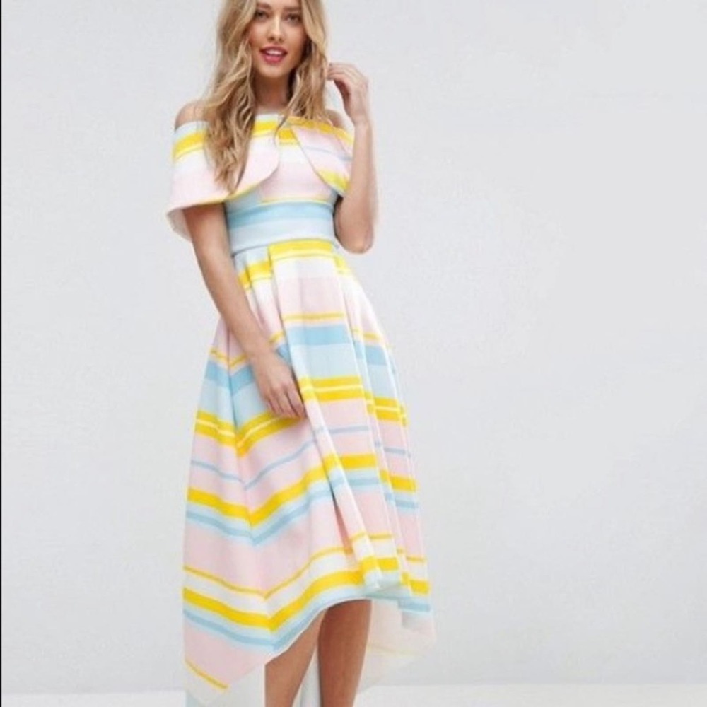ASOS Bright Stripe Deep Fold Dress